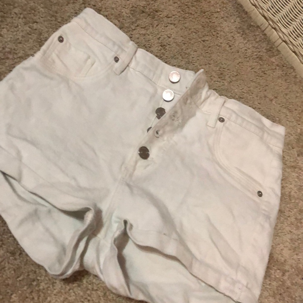 White garage jean shorts
